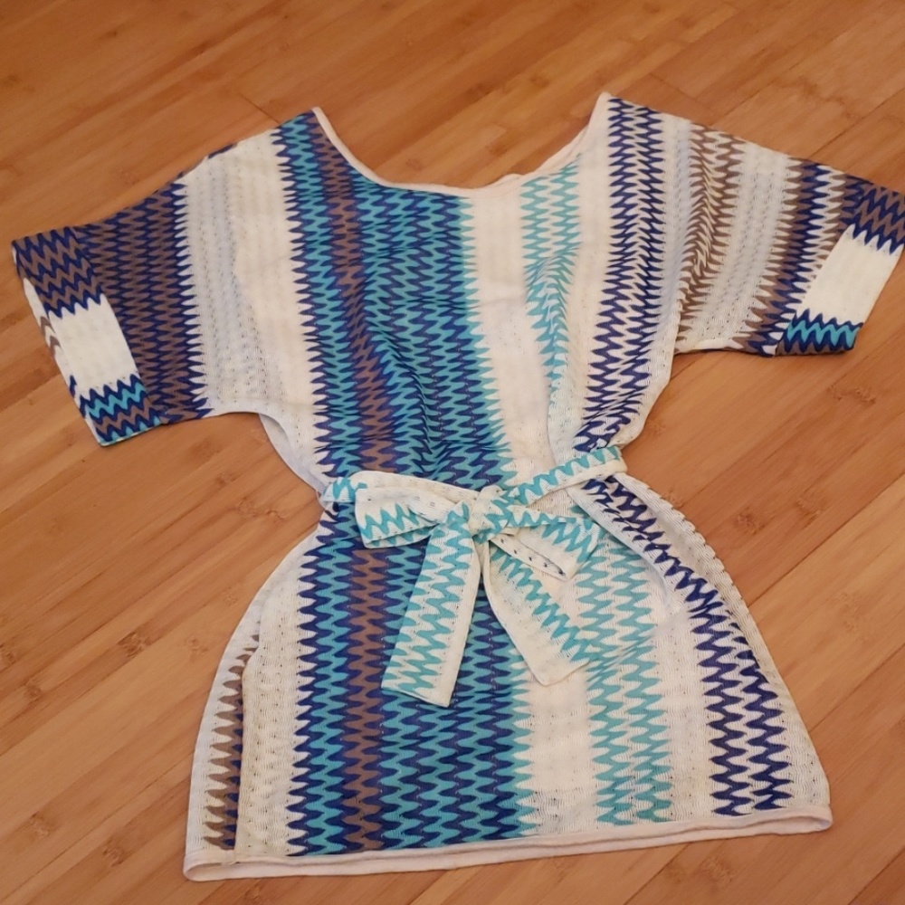 Karina Grimaldi Blue and White Zigzag Tunic